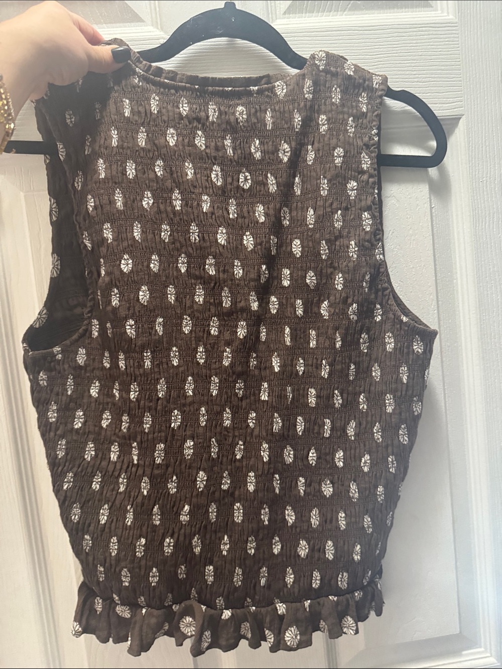 Abercrombie and fitch and Smocked Brown Printed V-Neck Crop Top - Picture 4 of 4